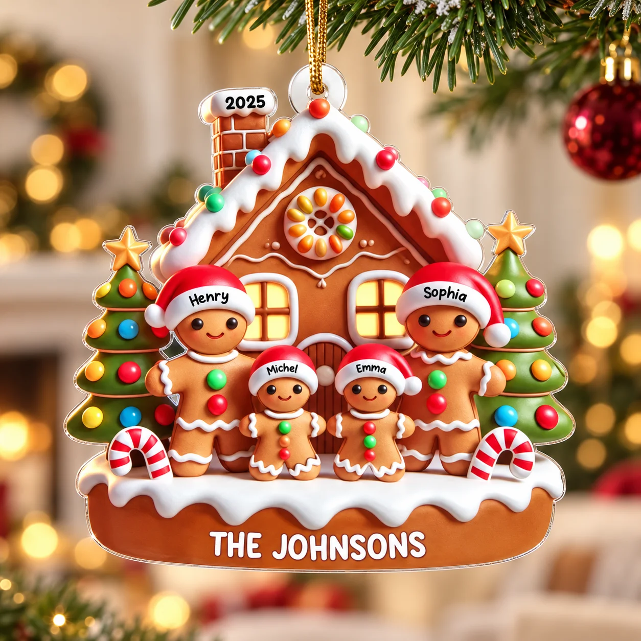 Personalized Acrylic Gingerbread House Christmas Ornaments