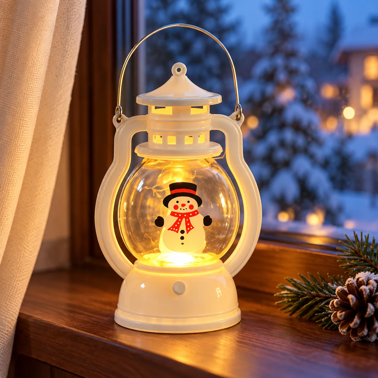 Battery-Powered Santa & Snowman Christmas Lanterns - Image 2