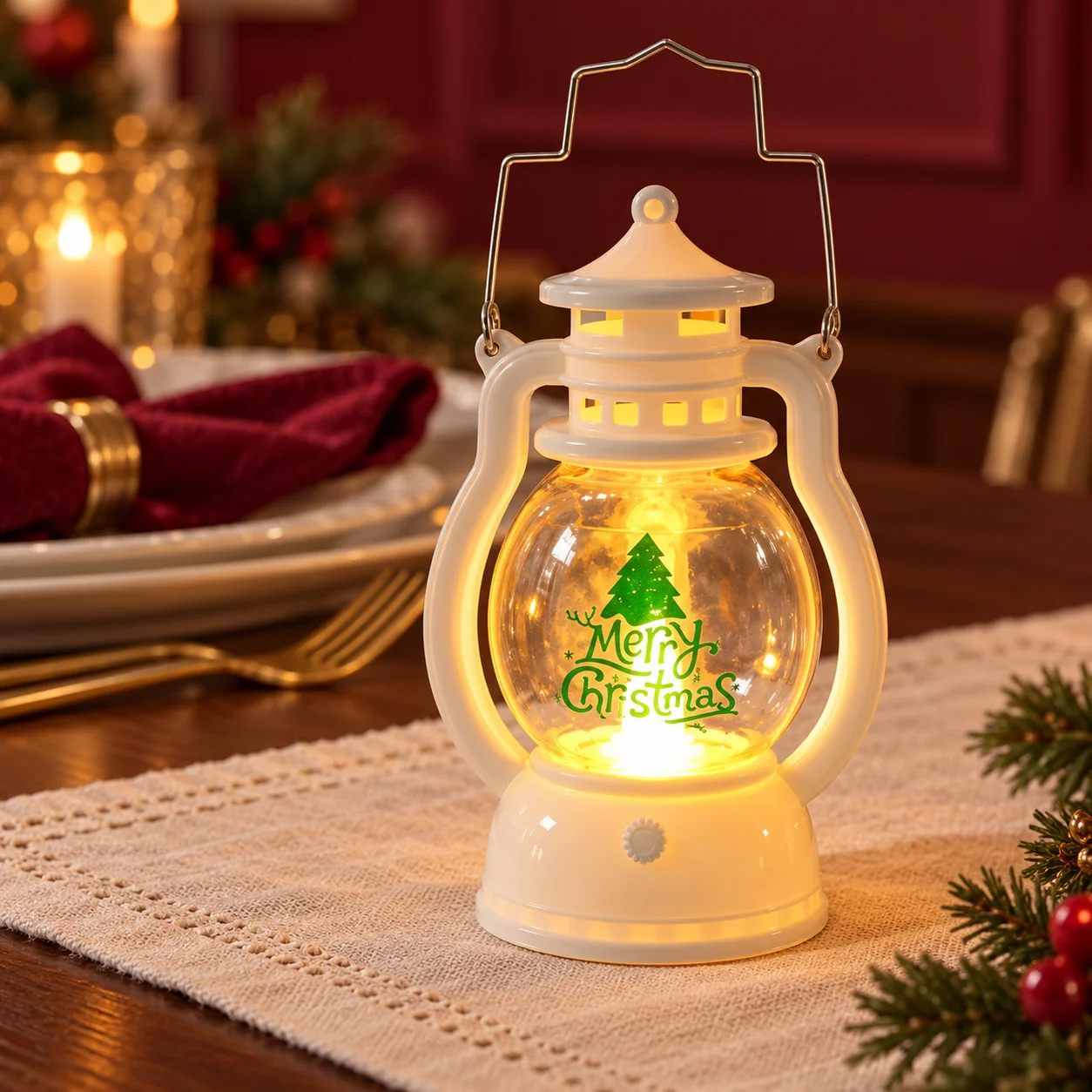 Battery-Powered Santa & Snowman Christmas Lanterns - Image 3