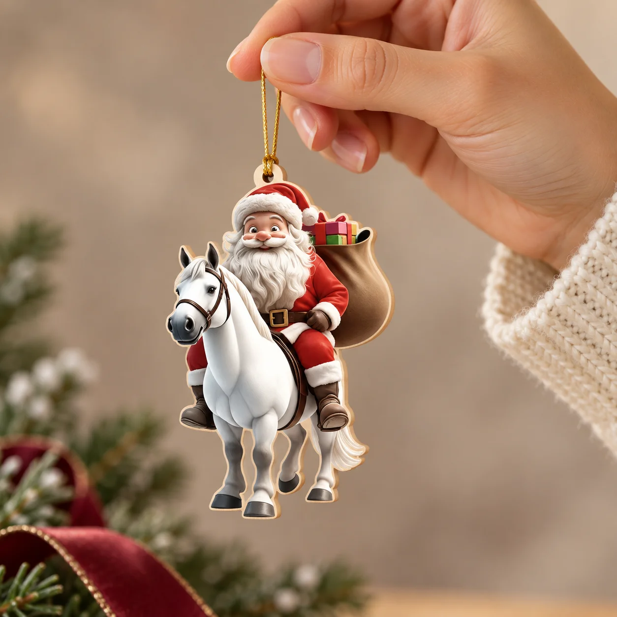 Santa Wooden Christmas Ornaments – 8-Piece Vehicle Set - Image 3