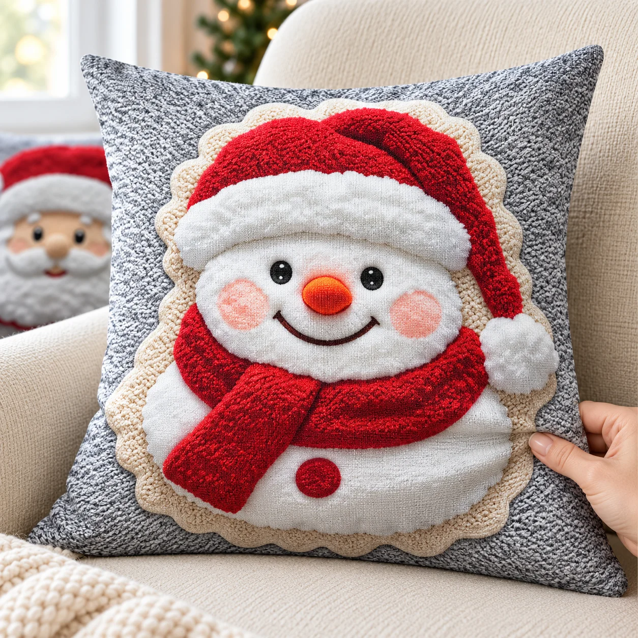 Santa & Snowman Christmas Pillow Covers – 4-Piece Set - Image 4
